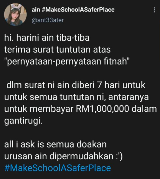 RM1 million defamation suit